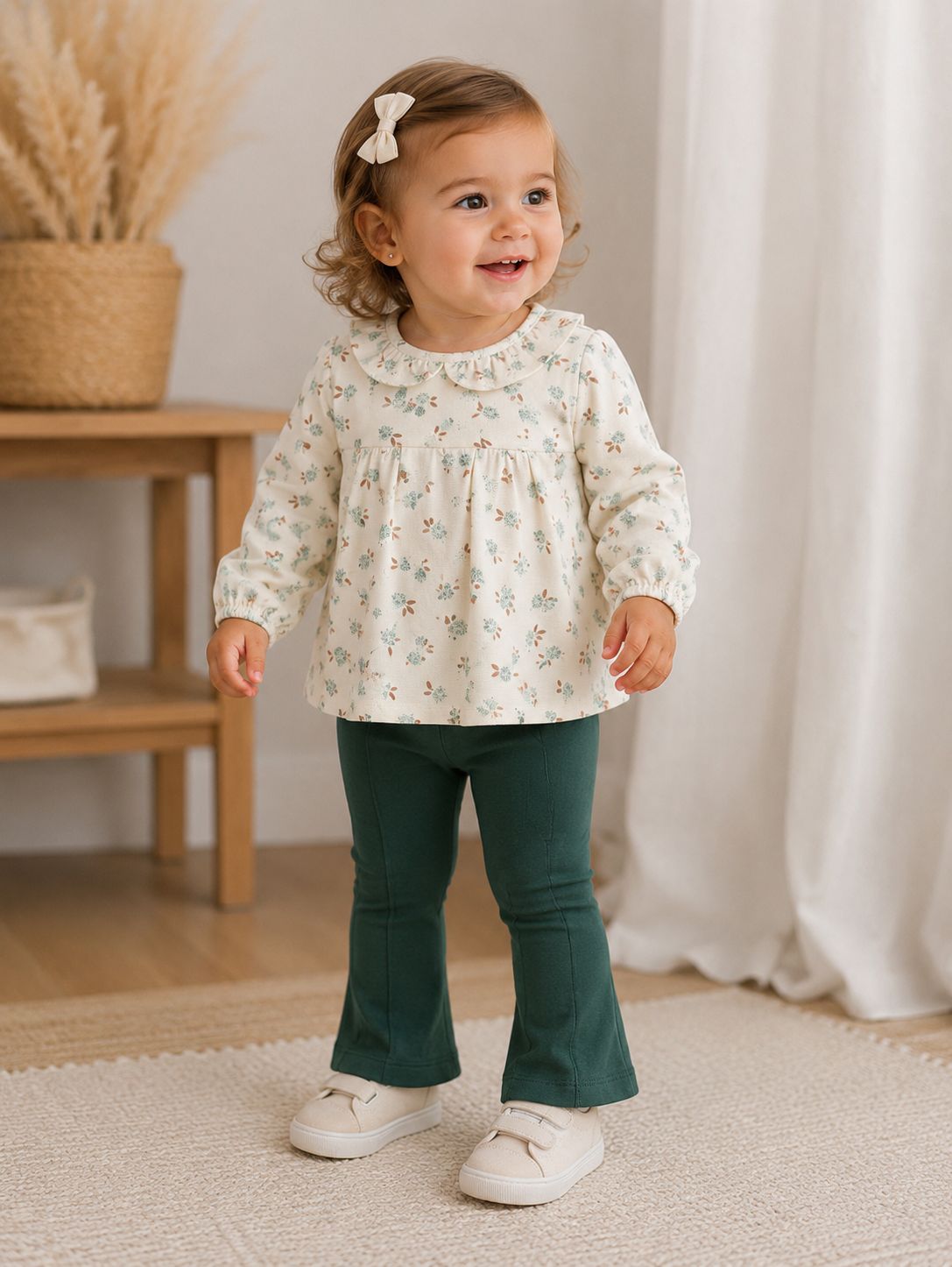 Mayoral floral blouse with flared trousers