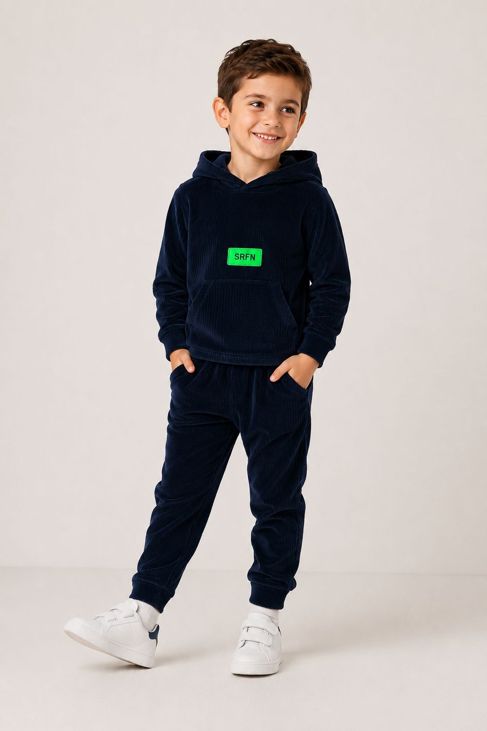 SRFN Striped Velvet Set with Hood