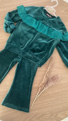 Velvet two-piece set with flared pants