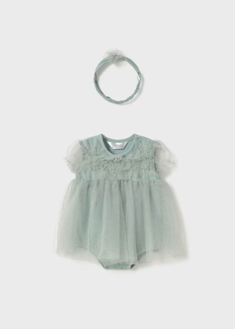 Mayoral tulle romper with headband