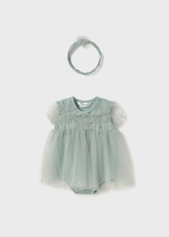 Mayoral tulle romper with headband