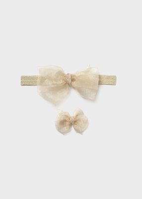 Mayoral Newborn bow clip and headband set