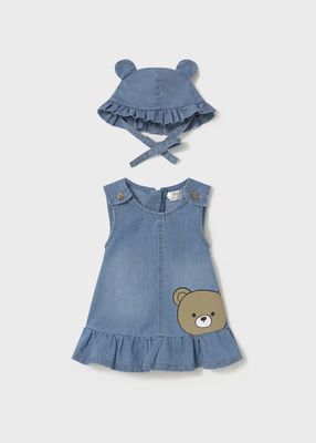 Mayoral denim dress with hat