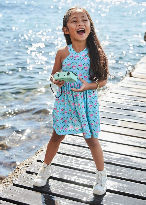 Mayoral print cross strap dress