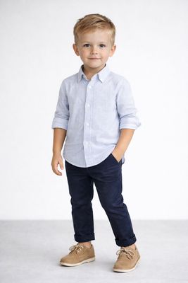 Mayoral long-sleeved linen shirt and chino pants