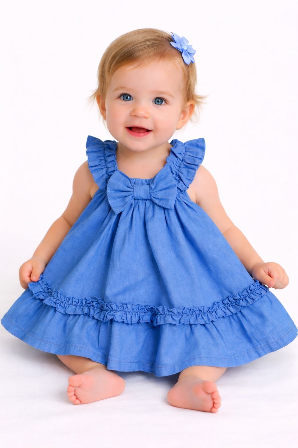 SRFN ruffle dress soft denim