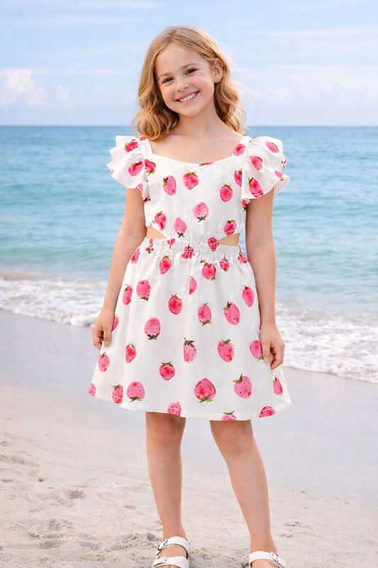 SRFN print dress with waist cut