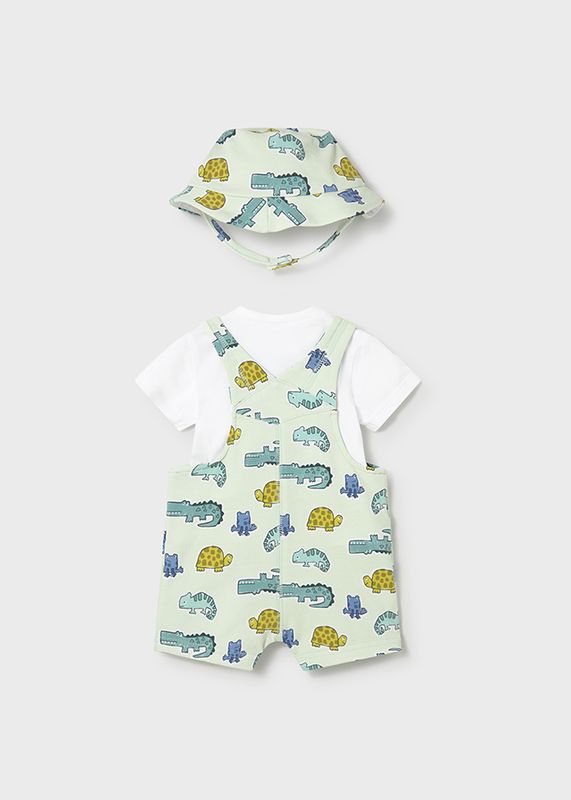 Mayoral 3 pieces dungaree set with hat