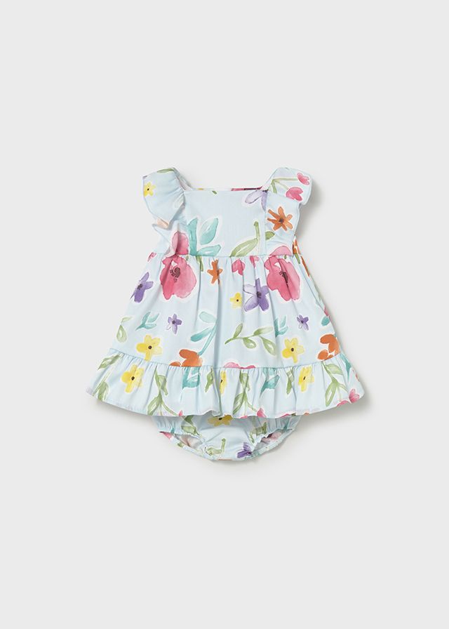 Mayoral print dress with nappy cover