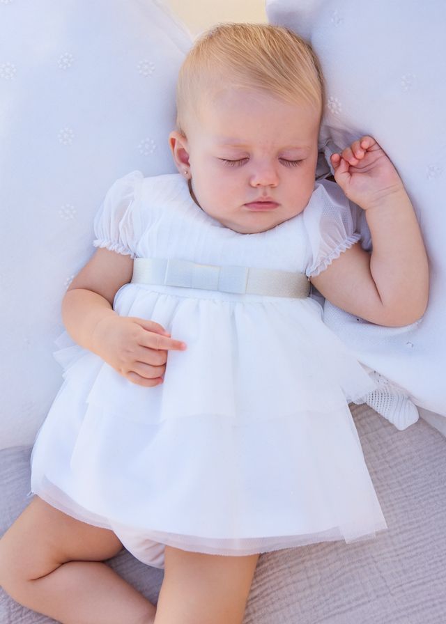 Tulle ceremony dress newborn with nappy cover