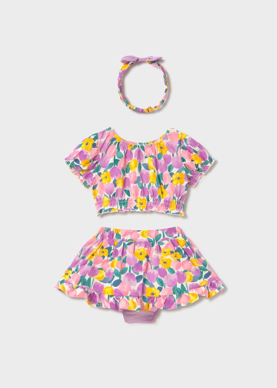 Mayoral 3 pieces skirt set with headband