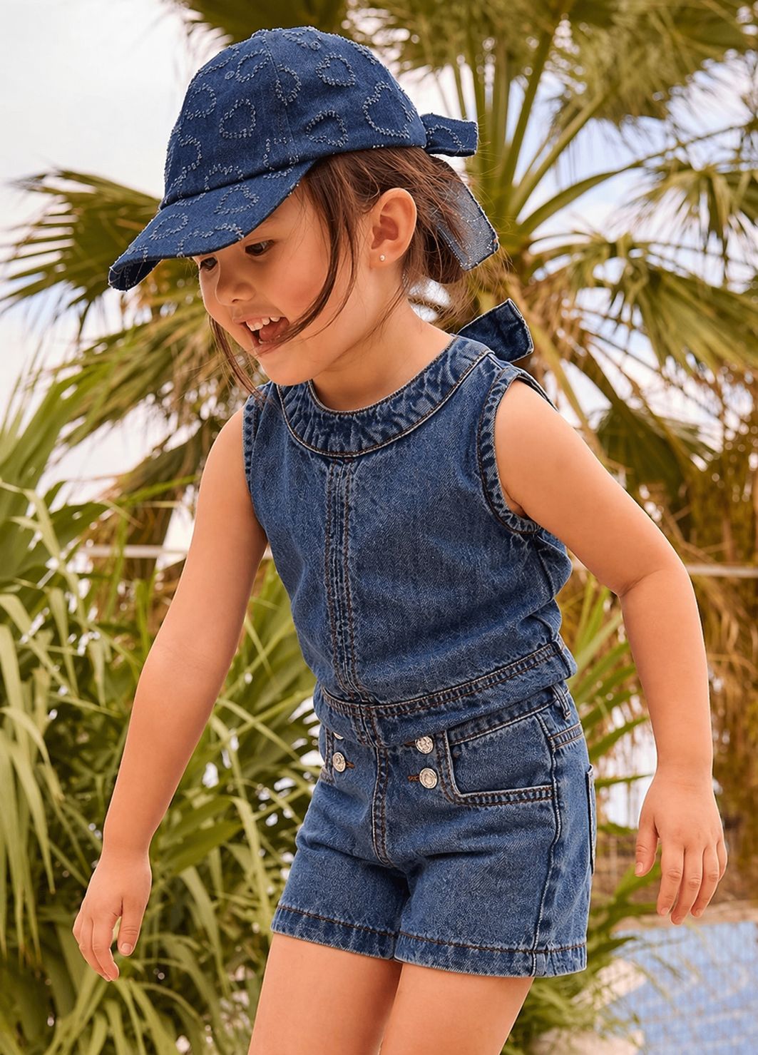 Mayoral denim top and shorts set