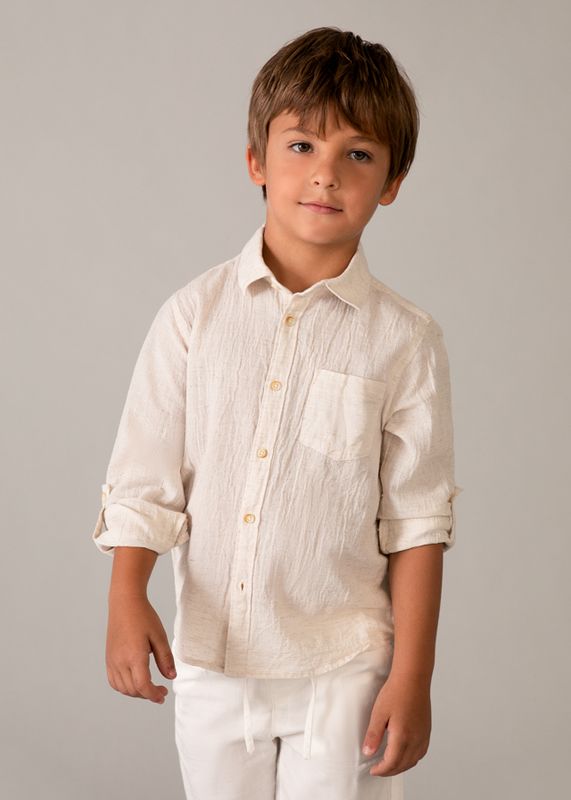 Mayoral long-sleeved linen shirt