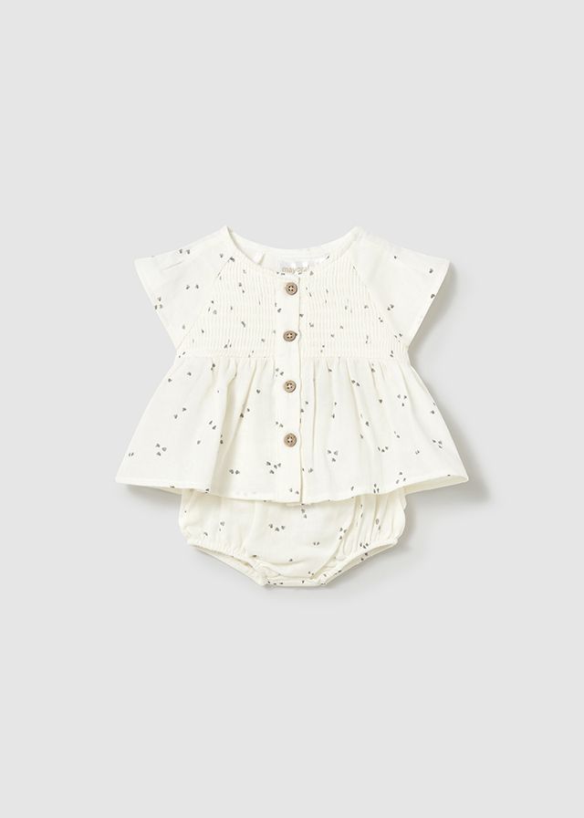 Mayoral nappy cover and gauze blouse set