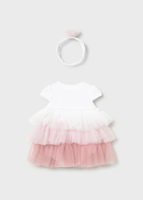 Mayoral ruffled romper with headband