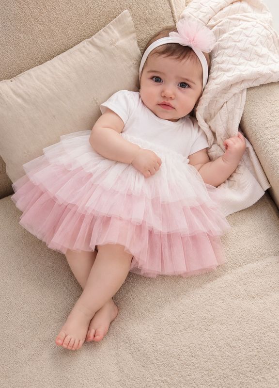 Mayoral ruffled romper with headband