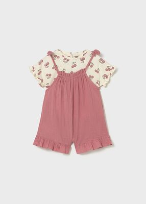Mayoral print dungaree and t-shirt set