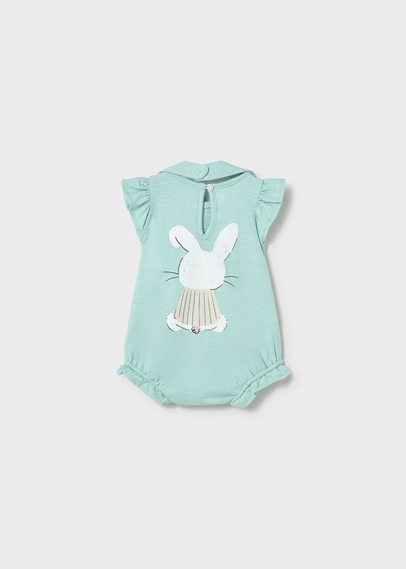 Mayoral ruffled romper with bib