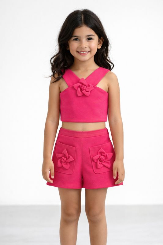 Mayoral flower set with bermuda shorts