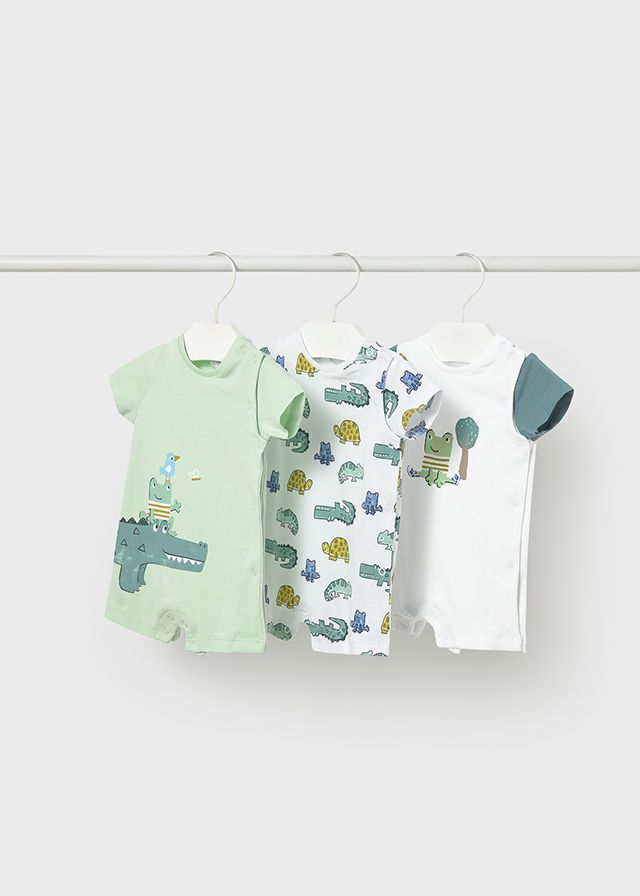 Mayoral 3 pieces crocodile rompers