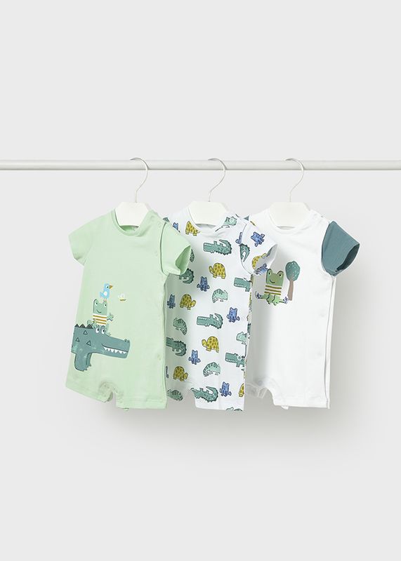 Mayoral 3 pieces crocodile rompers