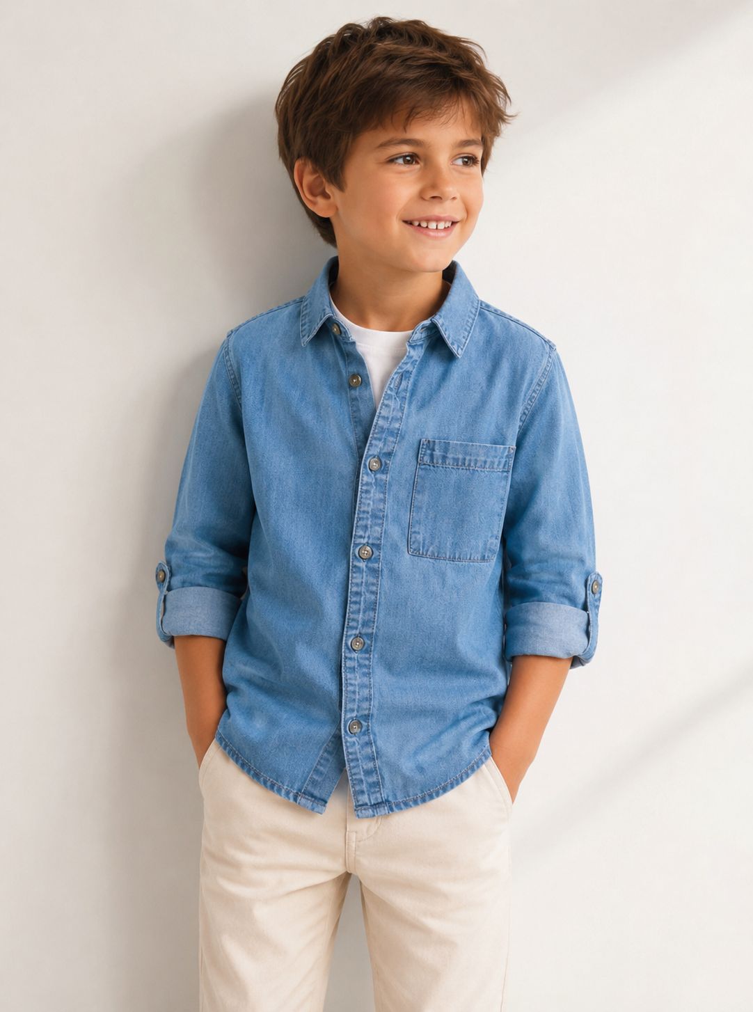 Mayoral long-sleeved denim shirt