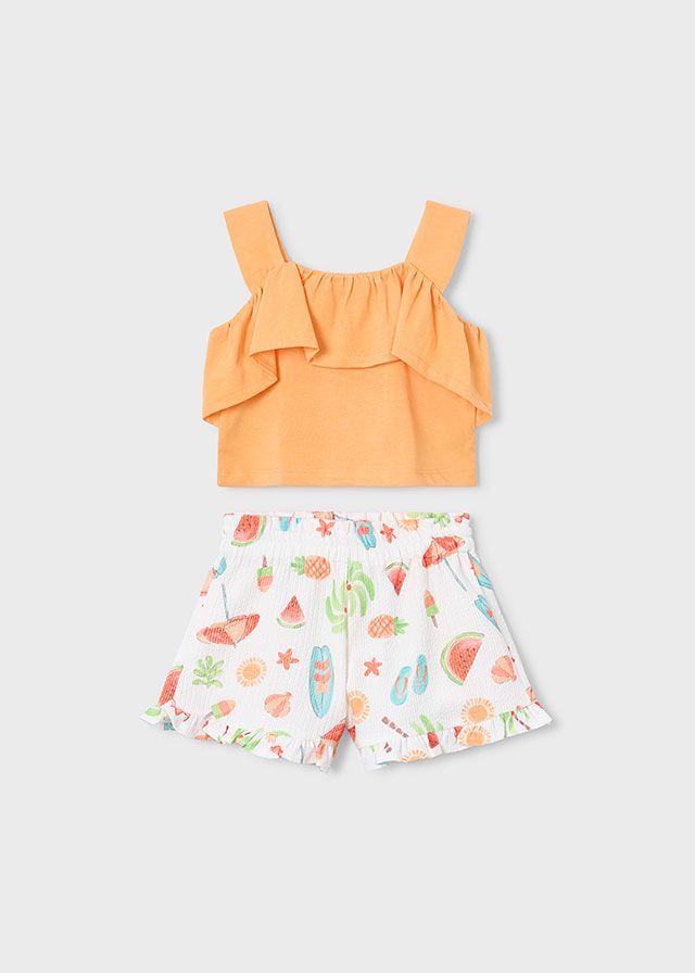 Mayoral print short set with ruffles