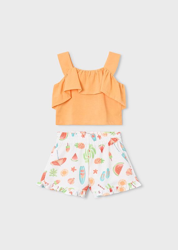 Mayoral print short set with ruffles