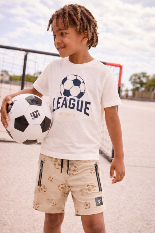 Mayoral print t-shirt and shorts with zips