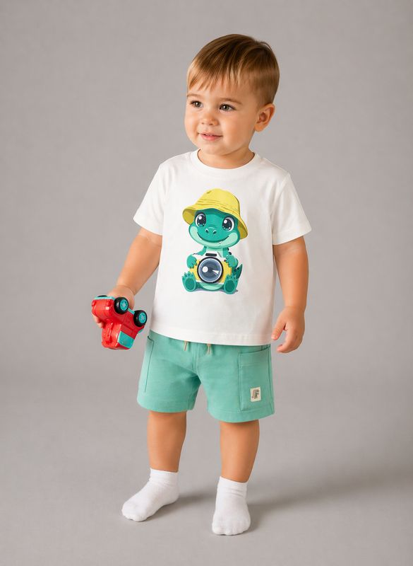 Mayoral interactive t-shirt and casual shorts