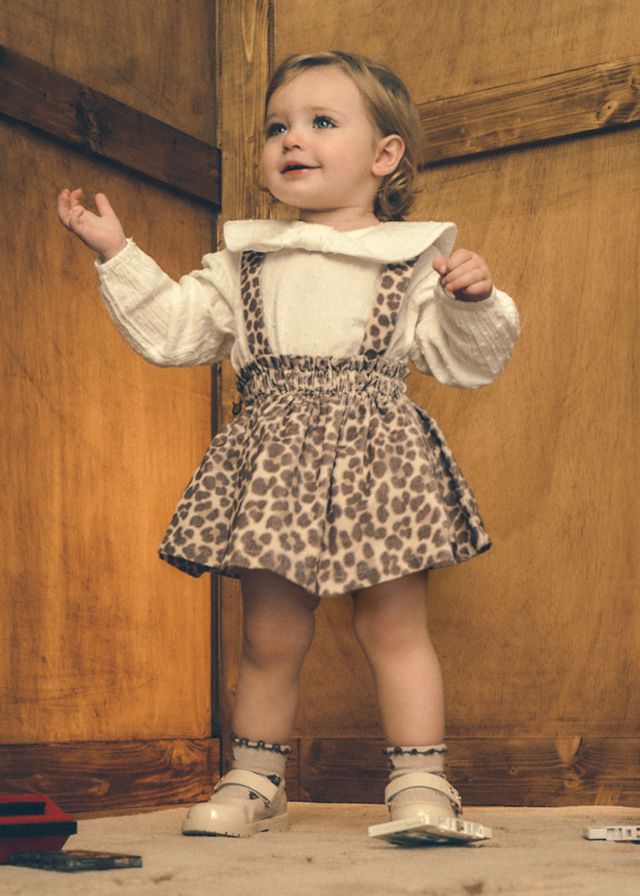Mayoral dungarees skirt and blouse set