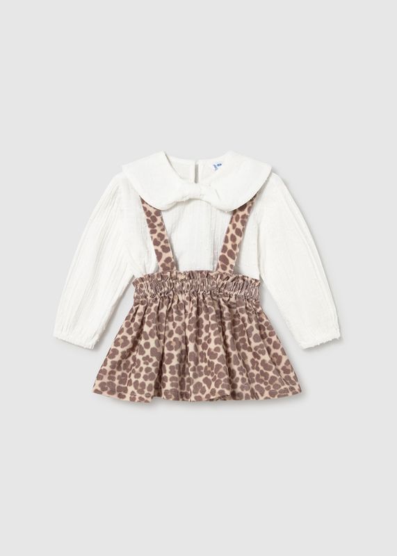 Mayoral dungarees skirt and blouse set