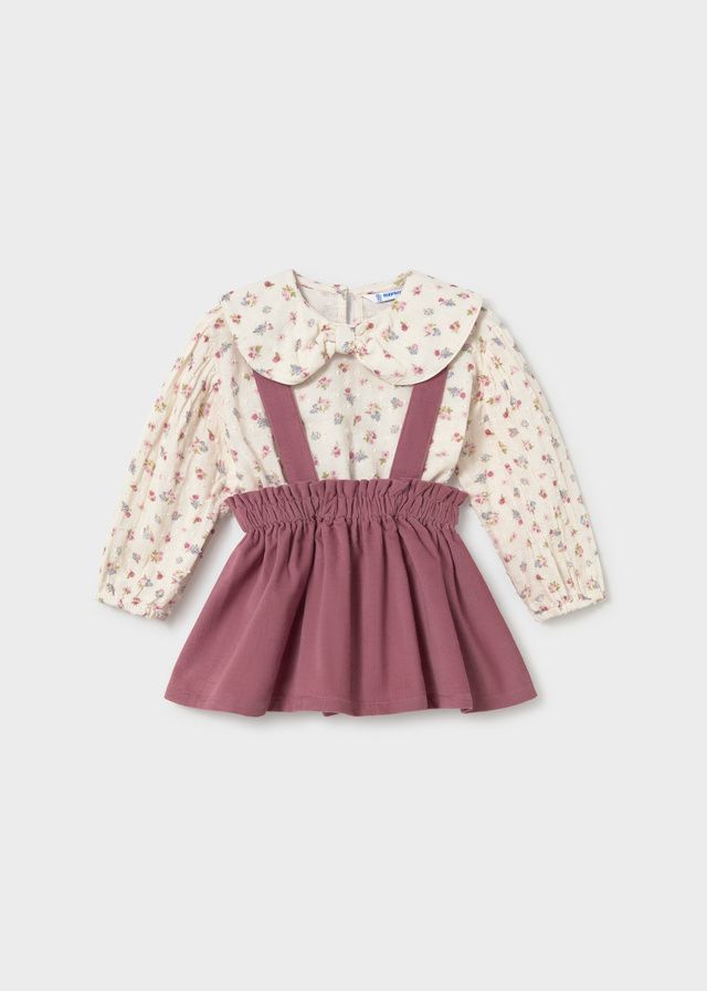 Mayoral dungarees skirt and blouse set