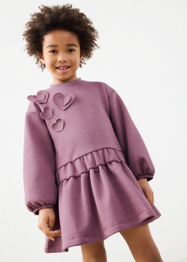Mayoral heart-print fleece dress