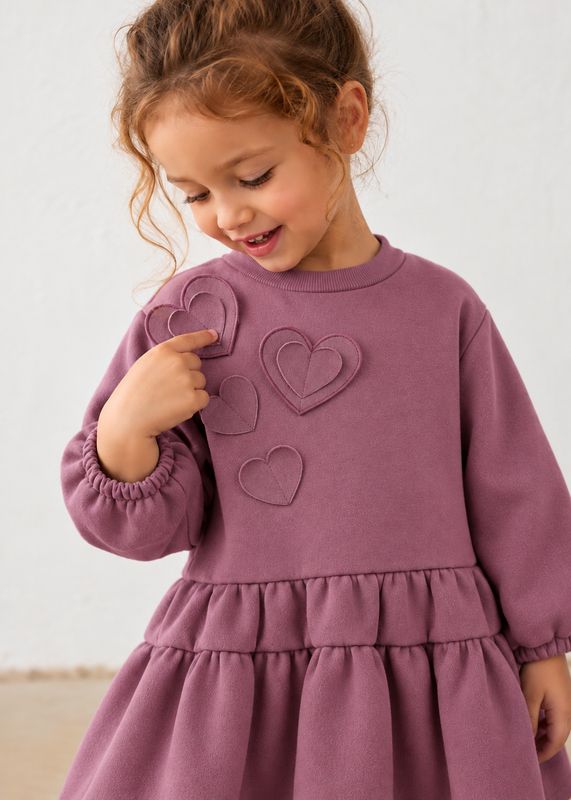 Mayoral heart-print fleece dress