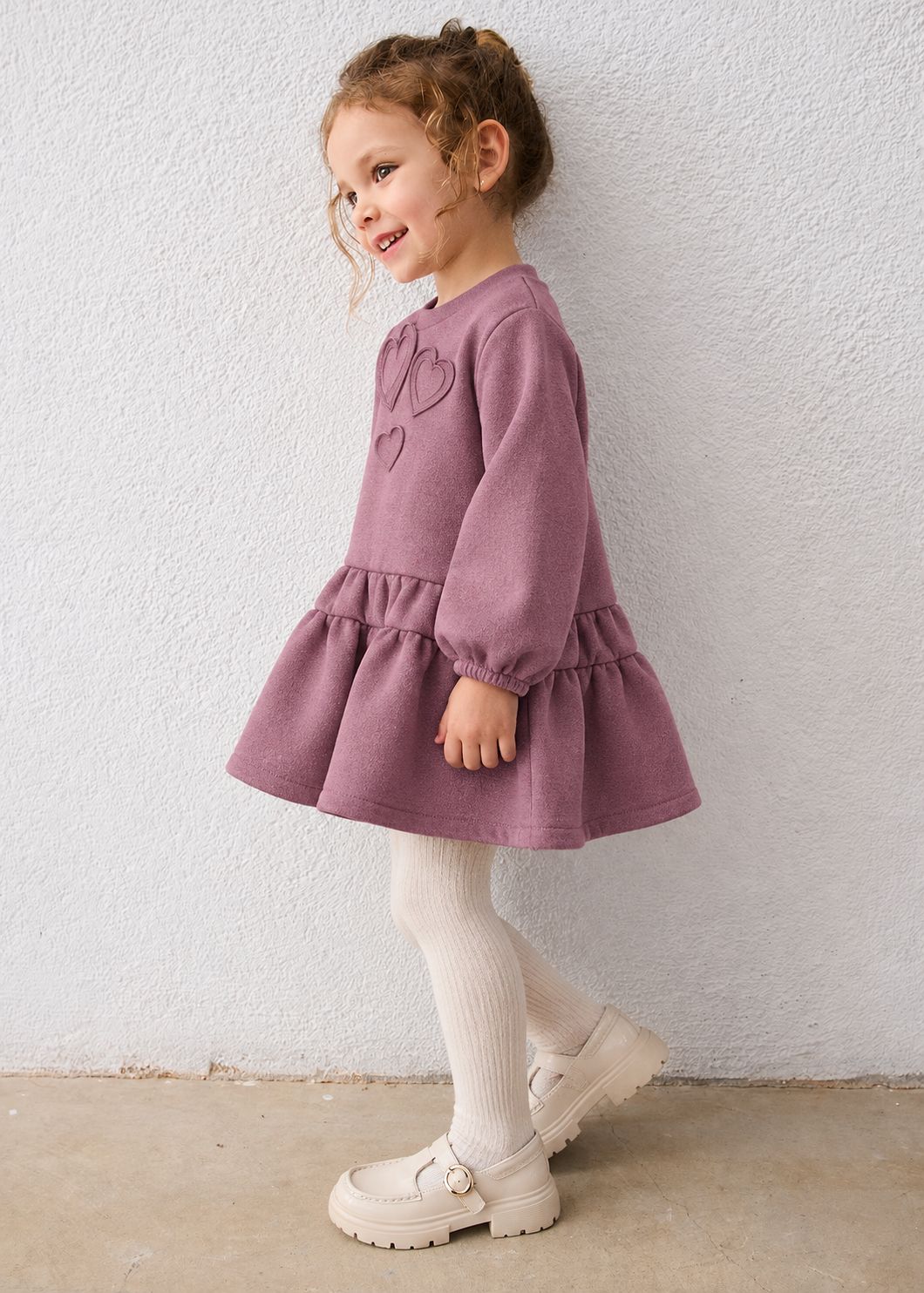 Mayoral heart-print fleece dress