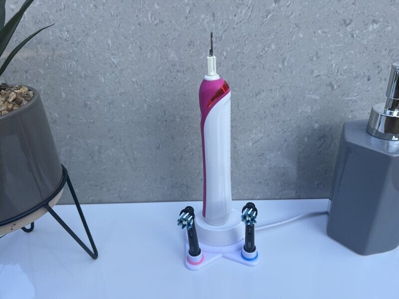 Oral-B Electric Toothbrush Stand/Holder with double head holders - Sharing Stand with coloured rings