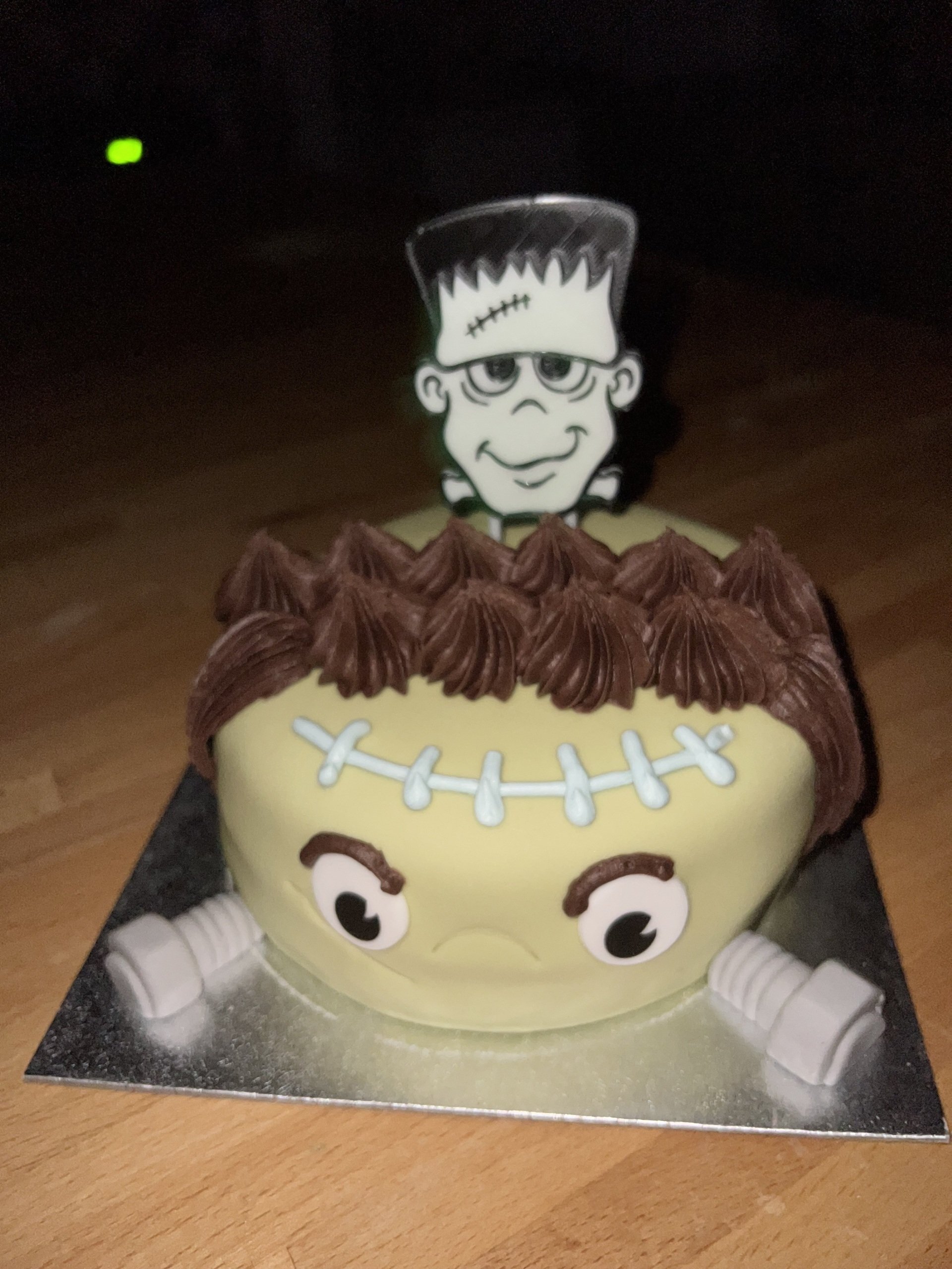 Glow in the dark Halloween Frankenstein cake topper, pumpkin topper