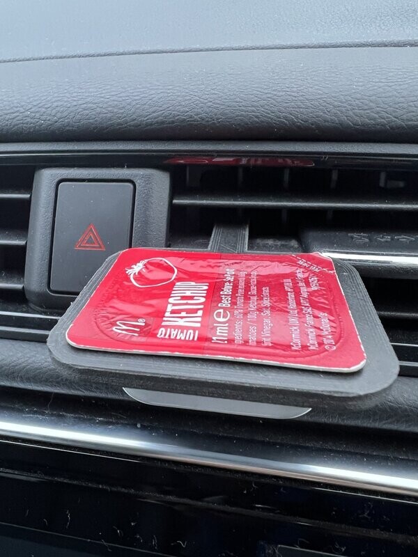 Air vent sauce dip holder - suitable for McDonald's dips - use with heater on Nylon Carbon Fibre 3D printed - great stocking filler