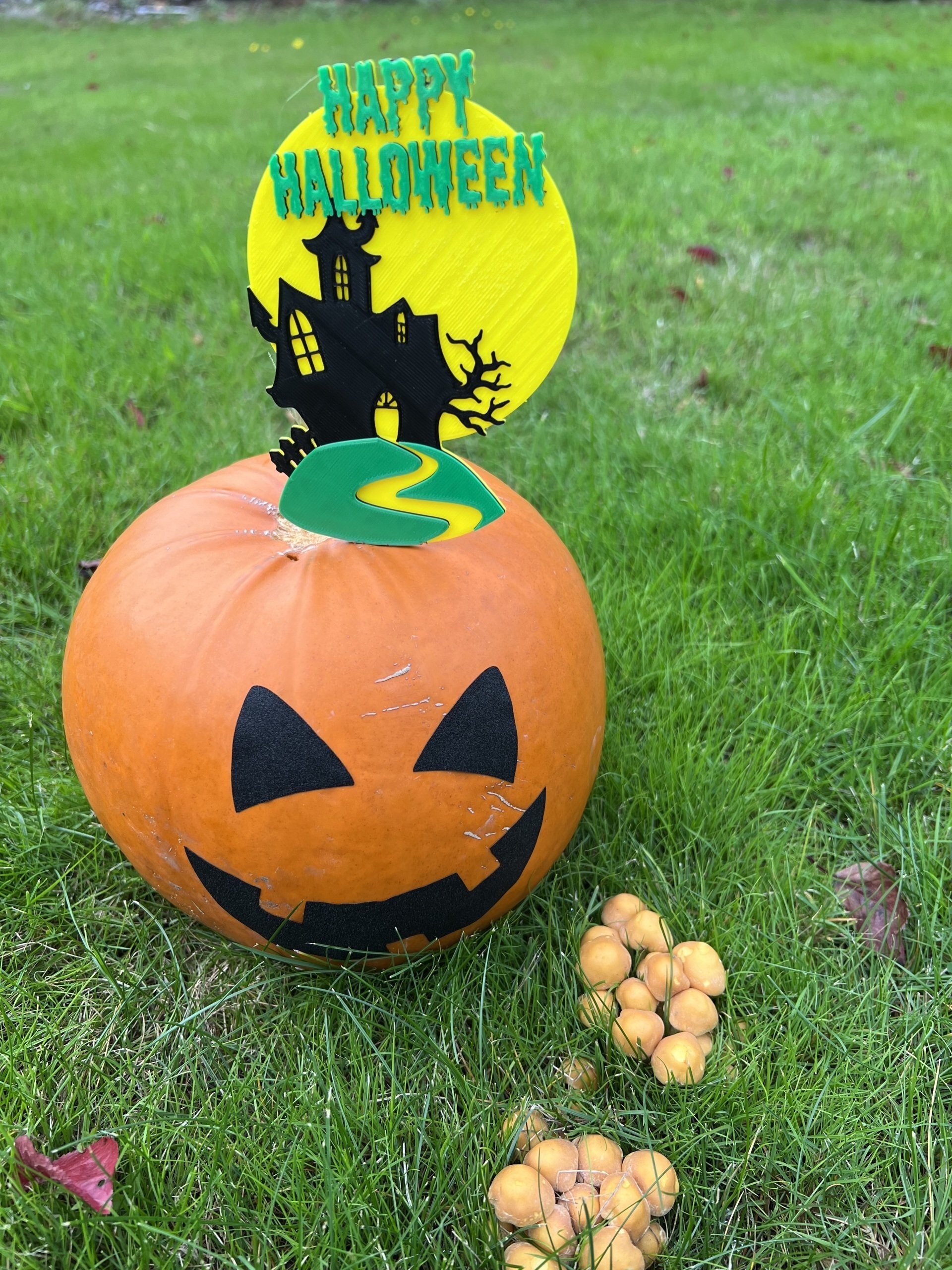 Halloween Haunted House scary cake topper, pumpkin topper - reusable