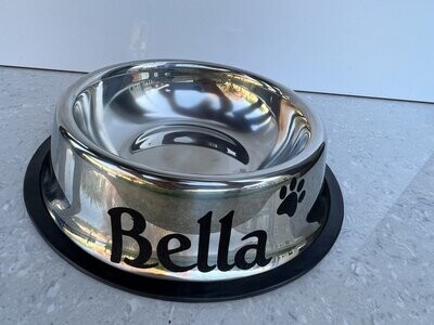 Personalised Pet Bowls - Stainless Steel Dog Cat Bowl non slip 280ml