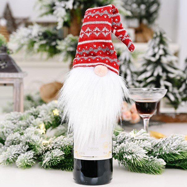 Christmas gnome gonk wine bottle toppers - four styles to choose from, great for gifts or Christmas Centrepiece