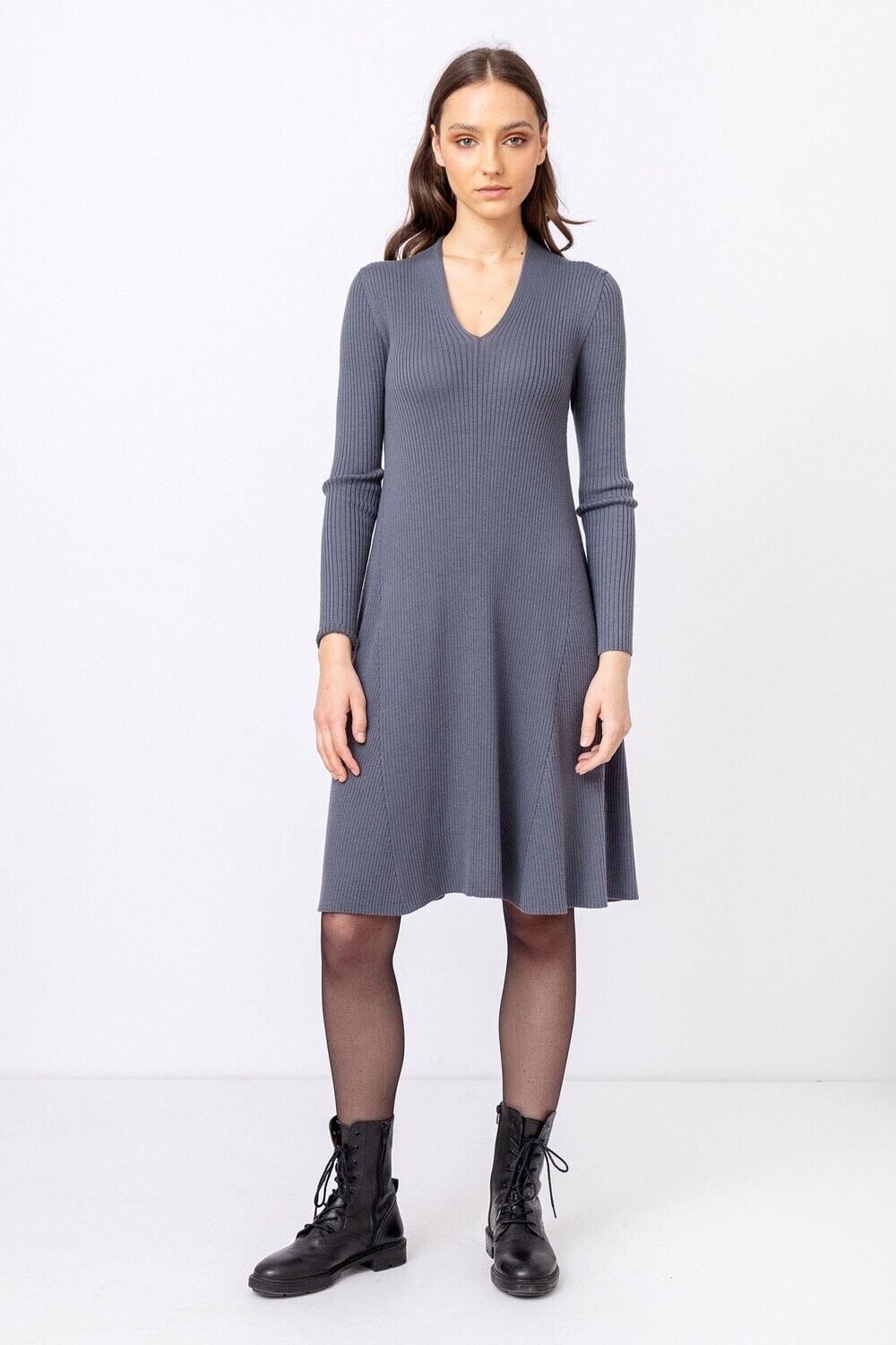 IVKO Woman  Solid Dress, V-Neck