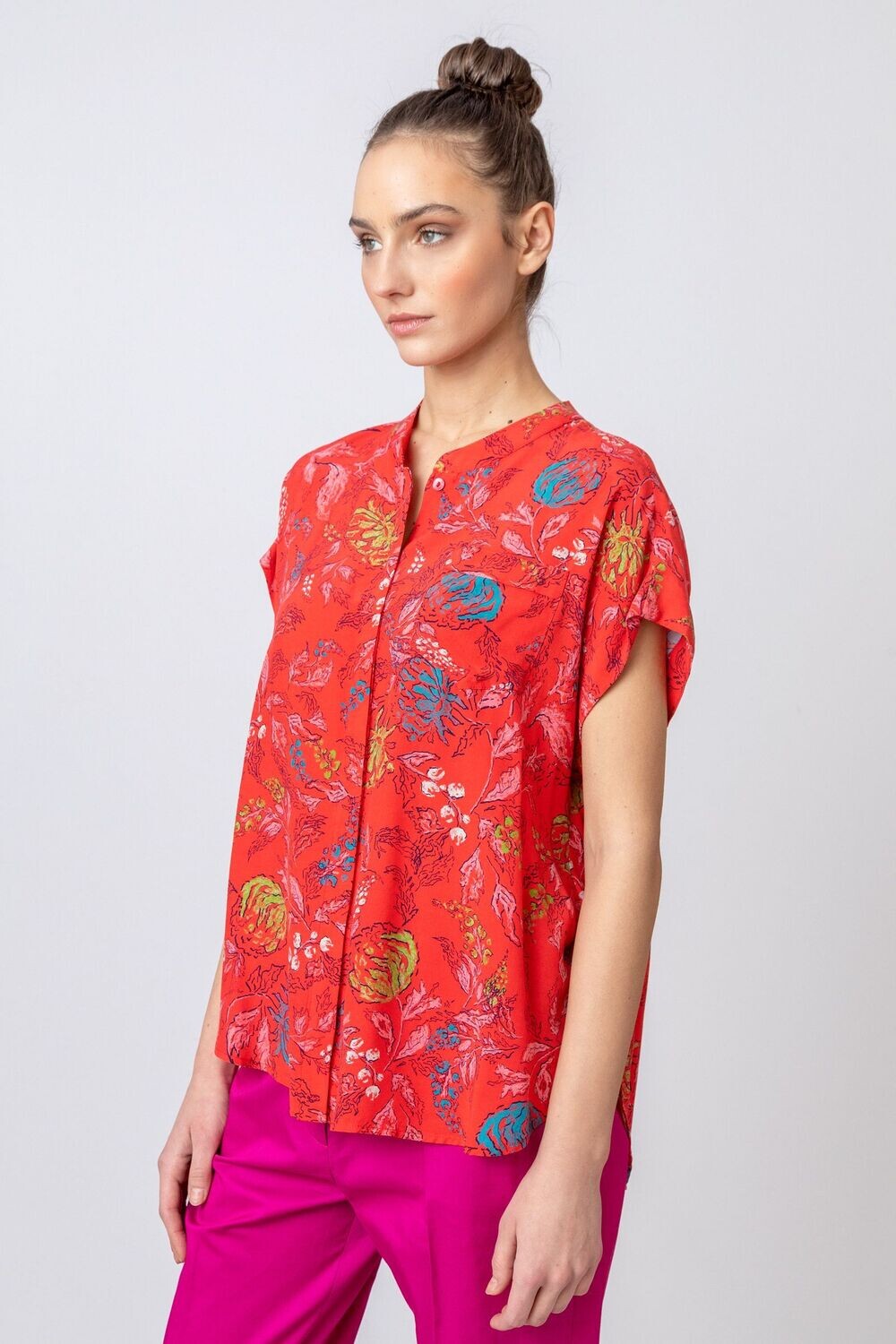 IVKO Woman 
Short Sleeve Shirt, Flower Motif