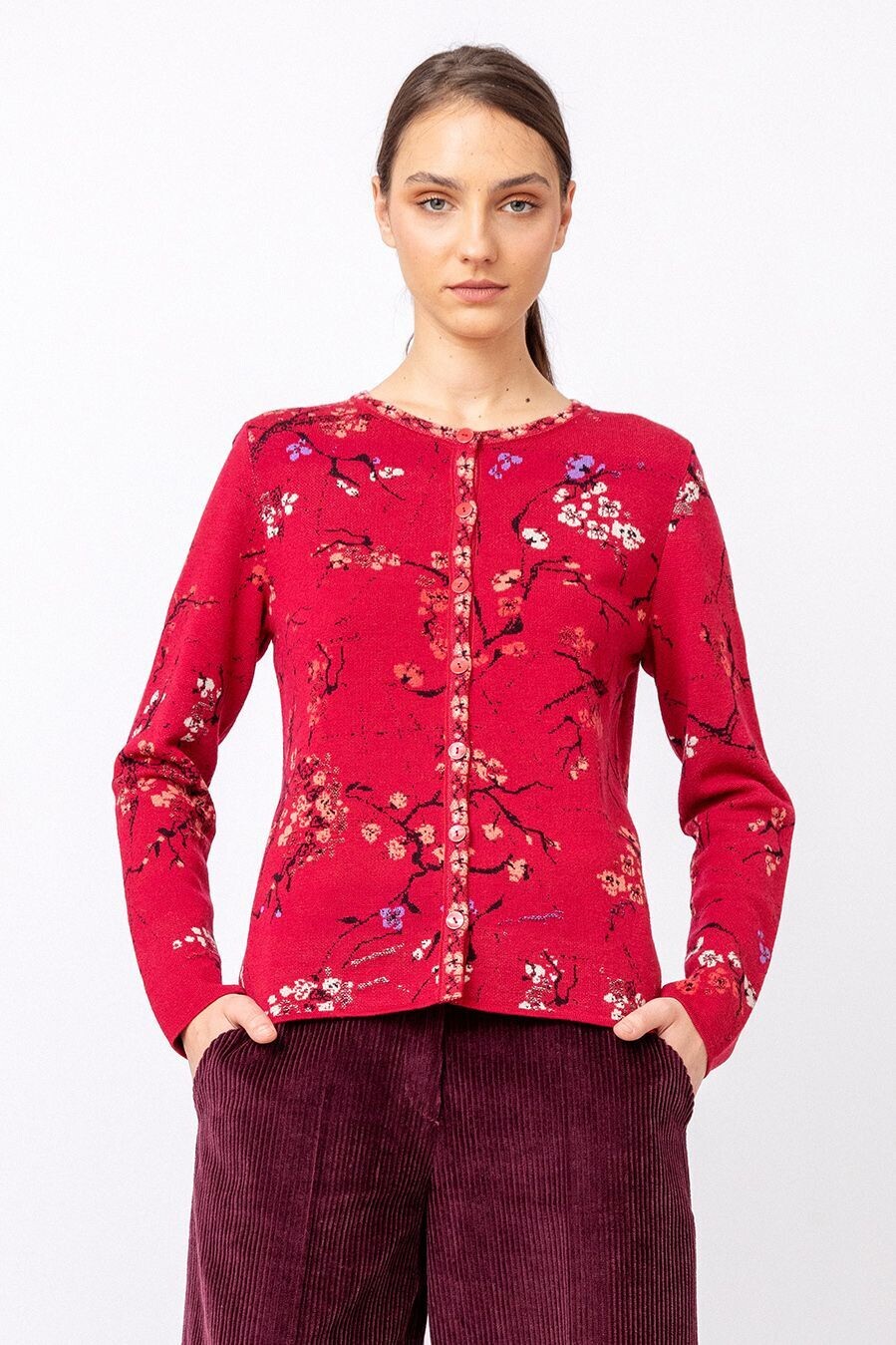 IVKO Woman  Cardigan, Cherry Blossom Pattern