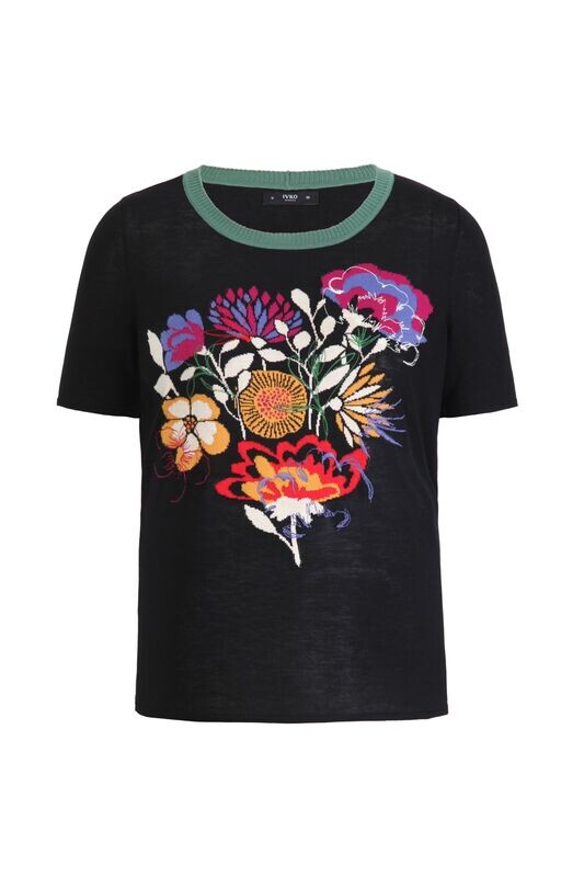 IVKO Woman Intarsien-Pullover mit floraler Stickerei IVKO Woman Intarsien-Pullover mit floraler Stickerei