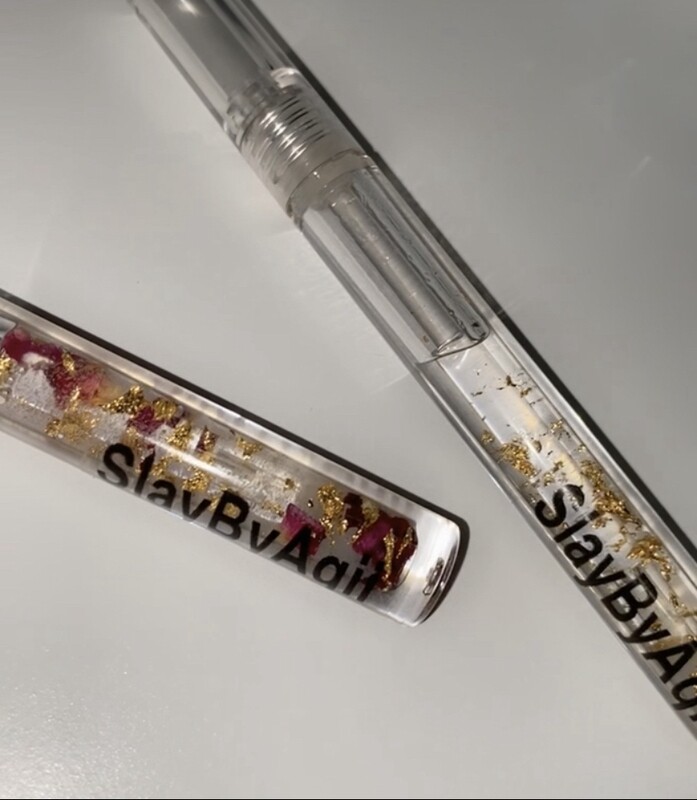 Rose petal &amp; gold flakes lipgloss