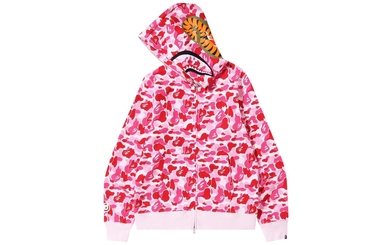 BAPE ABC Camo Shark Full Zip Hoodie Pink | OVERCEZ