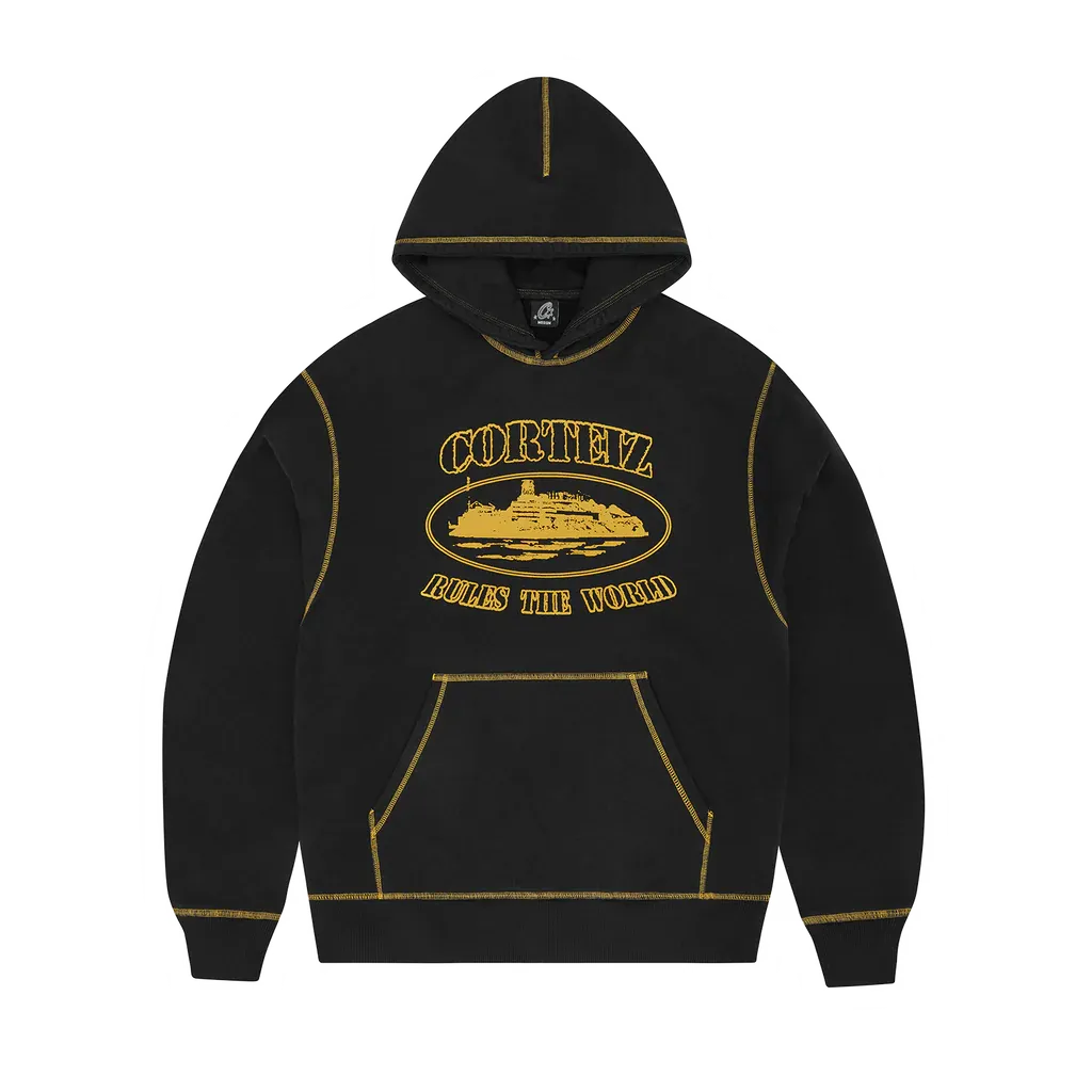 Corteiz Alcatraz Contrast Hoodie Black/Yellow (748353111