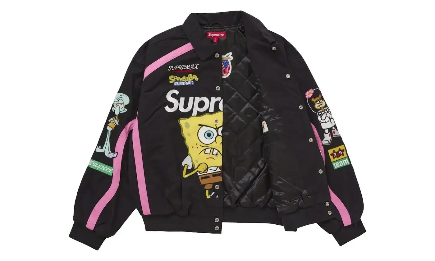Supreme SpongeBob SquarePants Jeff Hamilton Racing Jacket Black | OVERCEZ